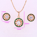 62050 Xuping fashion delicate colourful artificial diamond-bordered pendant hot item gold plated jewelry set